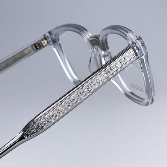 Gucci GG0184O 012 BRAND NEW Eyeglasses Crystal Clear Silver Square Unisex - Picture 7 of 12